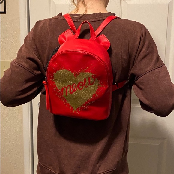 🎒 Red Vegan Leather Mini Backpack 🎒 - Picture 6 of 6